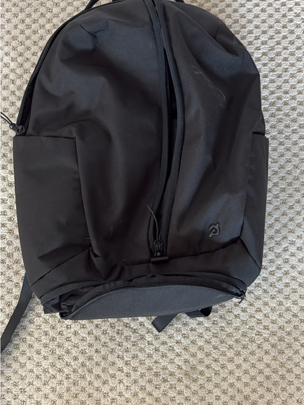 Peloton Black Minimalist Backpack with Front Zip Pocket